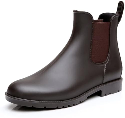 Asgard Women's Ankle Rain Boots Waterproof Chelsea Boots Dark Brown | Stylish Matte Finish, Easy On&Off, Non Slip, Ideal for Rainy Commute, Dark Brown 38.5