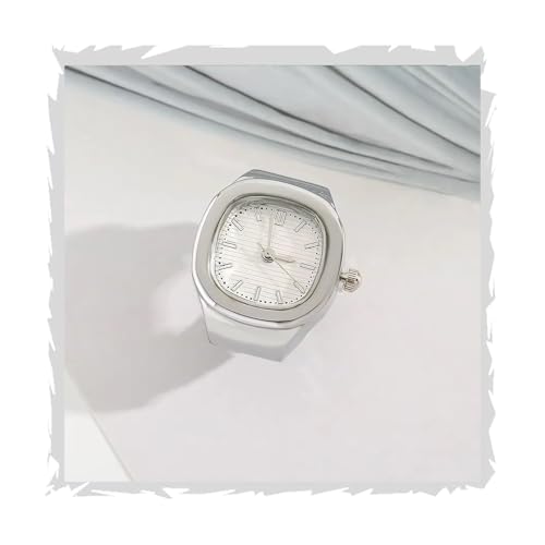 Image of Shocknshop Analog Fashion Stainless Steel Square Silver Ladies Ring Watch for Women -W165