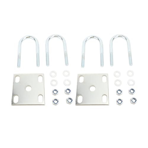 2 Set Steel U Bolt Kit for Marine Trailer Axles, 150lbs Load Capacity, Adjustable U Bolts with Mounting Plates, Fits Boat Trailer and Pontoon (for 60mm Round Shafts)
