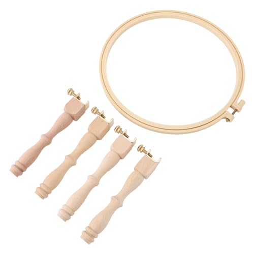 Embroidery Hoop Stand, Desktop Embroidery Stand with 4 Legs Hands Cross Stitch Stand Height Adjustment Wooden Frame Cross Stitch Hoop Holder for Home