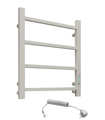 Elna Radiador Toallero Eléctrico, Blanco, 45W, 510x400mm, Compacto, Fácil de Montar y Ahorro de Energía, Con Temporizador y Termostato, IP44
