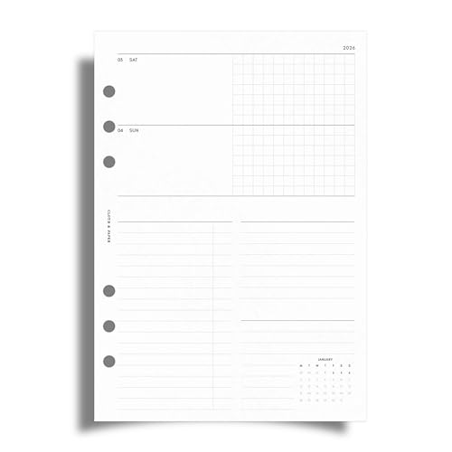 Recambio de agenda horizontal 2026 tamaño A5 para evitar el caos y planificar desde lunes