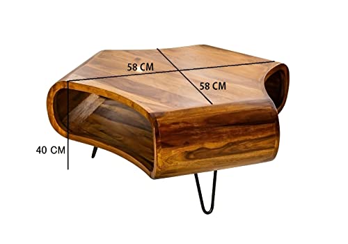 Image of Douceur Furnitures Solid Sheesham Wood Coffee Table with 3 Side Storage Shelves for Living Room | Wooden Centre Table for Home, Office, Hotel & Cafe | Natural Finish | DIY (Do It Yourself)