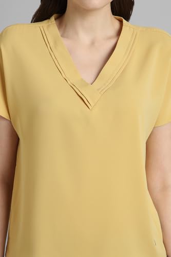 Image of Van Heusen Women's Polyester Regular Fit Half Sleeve V Neck Formal Top
