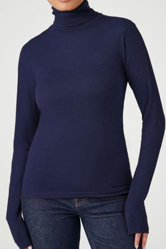 Image of Emmalise Womens Turtleneck Top Long Sleeves Fitted Ribbed Top