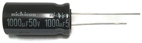 Set of 10, Nichicon 105°C Electrolytic Capacitor 1000uF 50V (1000 mfd 50V) 20% Radial, 1/2