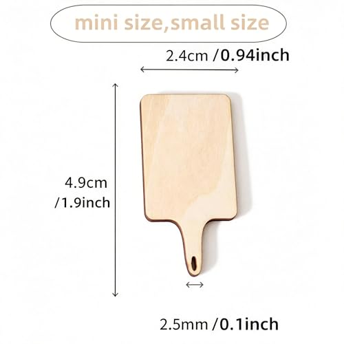 30 tablas de corte mini de madera con mango, tablas de corte en blanco sin terminar | Tabla de picar pequeña para cocina, decoración DIY y servir miniatura 3