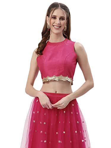 Image of studio rasa Women's Dupion Sequin Embellished Crop Top for Wedding Festive
