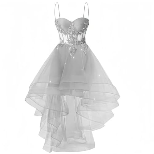 High Low Homecoming Dresses Tulle Prom Dress HOCO Quinceanera Glitter Sequin Cocktail Party Grown for Womens Teens