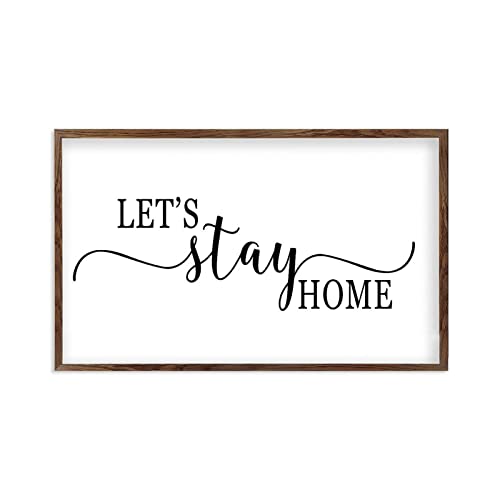 Plaque en bois vintage Let's Stay Home pour célébrer la vie de famille