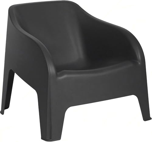 Decor Space Fauteuil Tokyo en polypropylène empilable pour terrasses et jardins (Noir)
