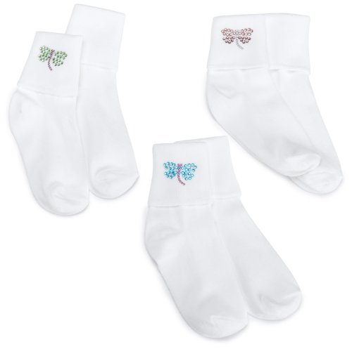 Jefferies Socks Big Girls' Dragonflies Applique (Pack of 3)