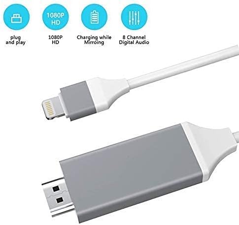 Lightning to HDMI Adapter, [Apple MFi Certified] HDTV Cable Adapter Compatible with iPhone,iPad,iPod, 2K Digital AV Sync Screen Connector on HD TV Monitor Projector-NO Need Power Supply (6.6 Feet)