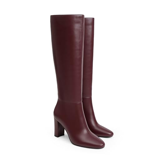 Image of Modatope Knee High Boots for Women Chunky Heel Rounded Toe Tall Boots