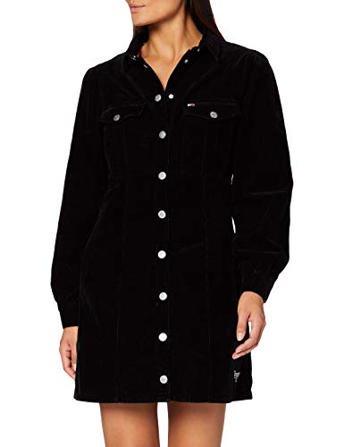 Preisvergleich Produktbild Tommy Jeans Damen Fitted Shirt Dress Kleid, Schwarz, L