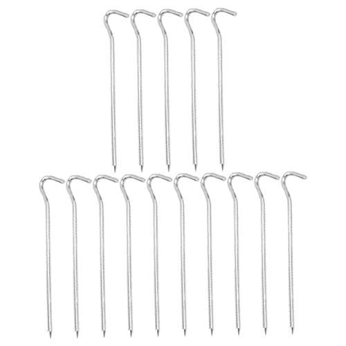 OSOLADY 15Pcs Heavy Duty Aluminum Ground Pegs Question Mark Shape Tent Stakes for Outdoor Camping Soggy Soil Hard Ground Durable Cracking for Tents Tarps Landscaping