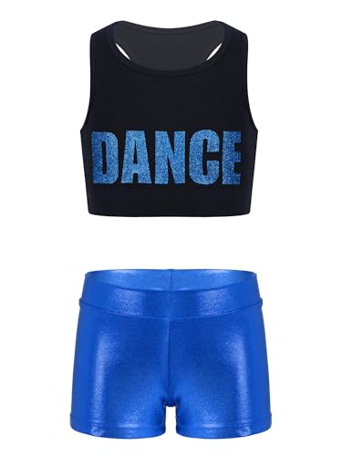 YEAHDOR Kids Girls' 2-Pieces Gymnastics Dancing Crop Top Bra with Shorts Sets Athletic Sports Outfits Dancewear