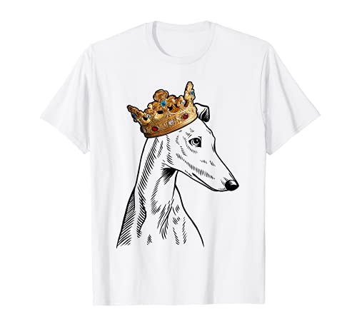 Greyhound Dog Wearing Crown T-Shirt, Black