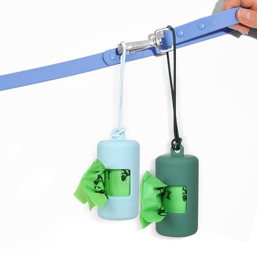 Image of Dog Poop Bag Holder, Smooth Dispensing Poop Bag Holders for Leashes,Poop Bags Dispenser for Dogs,Lightweight Plastic Dispenser with Elastic Loop (only green holder)