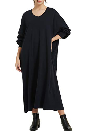 3L 体型でもゆとり◎ ルームウェア 綿100 % ワンピース コットン 部屋着 大きいサイズ 春 秋冬 冬 ゆったり 長袖 体型カバー 着痩せ レディース ビッグシルエット 着心地 肌触り 厚手 敏感肌 乾燥肌 アトピー lecielclair