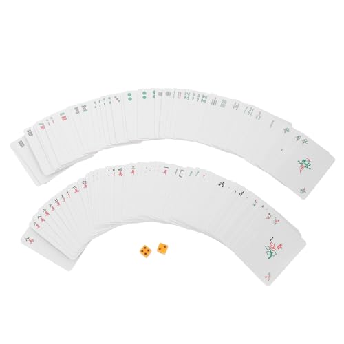 DECHOUS Juego de Cartas Mahjong de Papel Mini 144 Piezas Dados Portátil para Viaje y Fiestas Diseño Estilo Chino y Dibujos Animados Kit Práctico para Entretenimiento y Reuniones