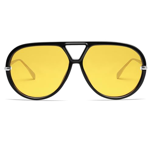 Image of VANLINKER Oversized Trendy Polarized Aviator Sunglasses for Women Men Retro Round Sunglasses Vintage Shield Shades VL9798