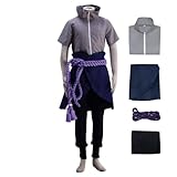 Bokerom Japanese Anime Uchiha Sasuke Cosplay Outfit Halloween Costume Party Role Play Uniform Full Set (Suit,S)