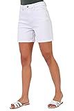 Roman Denim Shorts with Pockets for Women UK Ladies Mom Jeans Boyfriend Boy High Waisted Turned Frayed Hem Stretchy Cotton Casual Slim Skinny Pants Mother Holiday - Plain White - Size 18