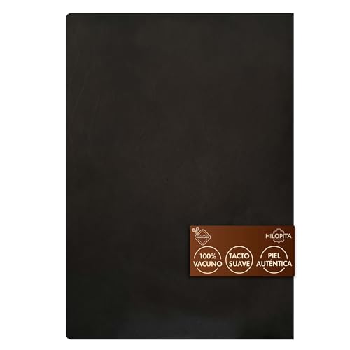 HILOPITA Retales de cuero natural para manualidades | Piel auténtica de vaca en hojas finas | Cuero real y flexible para pulseras, patchwork, marroquinería y proyectos DIY (20X25, NEGRO)