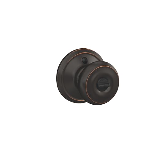 Image of Schlage F51A GEO 716 Georgian Door Knob, Keyed Entry Lock, Aged Bronze