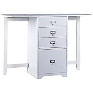 SEI Furniture Fold-Out Organizer Convertible Desktop Craft Desk White