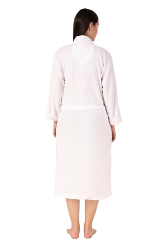 Image of Men's Bath Robe | Full Sleeve Cotton Comfortable and Durable Bathrobe - Suitable for Birthday /Anniversary /Diwali /Couple /wedding Gift | White