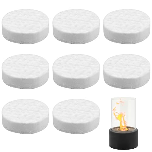 Riisoyu 8 Pièces Coton Brûlé à l'éthanol, Pelotes en Céramique Laine de Céramique de Éponge Ronde Bioéthanol Remplacez la Mèche pour Foyers à Bioéthanol Poêle à Gel Cheminée de Table 8,6x8,6x2,5cm