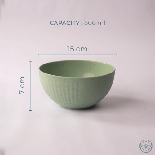 Image of Irida Naturals Planet Friendly Fluted Bowl Set - Lightweight & Unbreakable Microwave Safe Bowl Set, Bamboo Fiber Snacks Serving Bowls for Kids & Adults, 800 ml Pack of 1 (Soft Beige)