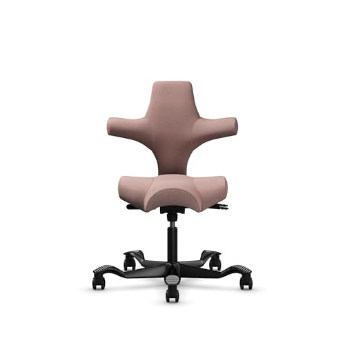 Image of HAG Capisco Standard Chair-Black Frame-Upholstered Pink Blush