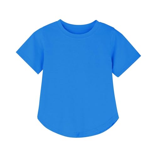 Girls Curve Hem Short Sleeve Shirt Side Slit Casual Crewneck Soft Tops Lightweight Solid Tuni𝗰 Blouse for Kids2