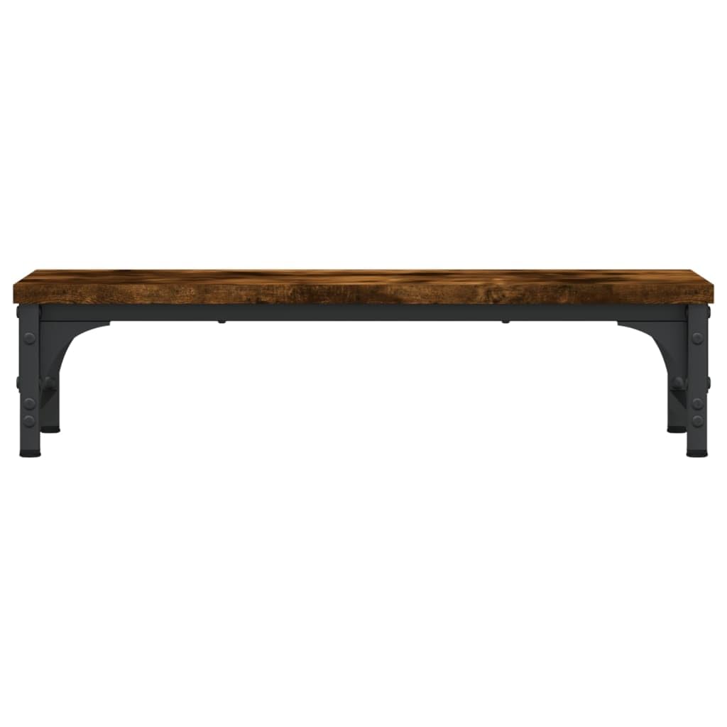 Supporto per monitor in rovere affumicato, in legno e metallo, 55 x 23 x 14 cm, regolabile in altezza con gambe regolabili, ergonomico per home office, ufficio, gaming, posto di lavoro