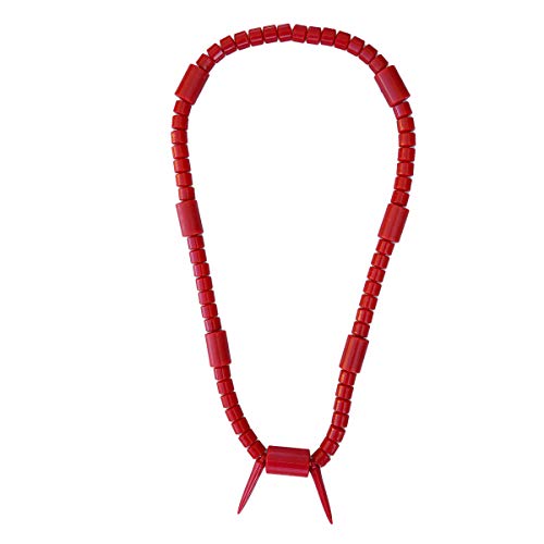 MBARIKET African Red Igbo Beads Necklace, 14 in, Made in Nigeria (James)