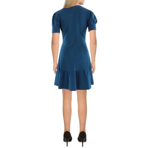Image of DKNY Women's Puff Sleeve Ruffled Fit Dress