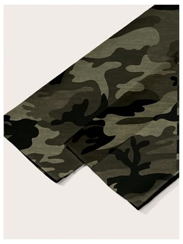 Image of RoseSeek Women's Cold Off Shoulder Denim Print T Shirt Long Sleeve Loose Graphic Tee Tops Camo Green Small