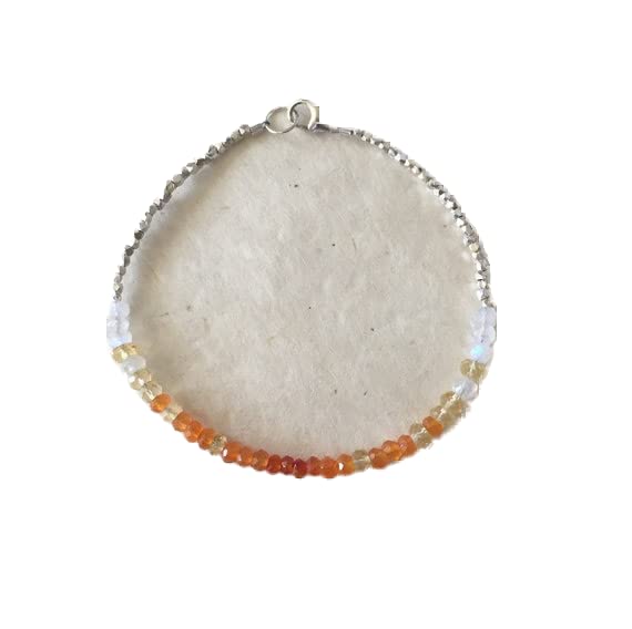 Bracelet pierre de lune et citrine 3mm en perles rondelles facettées