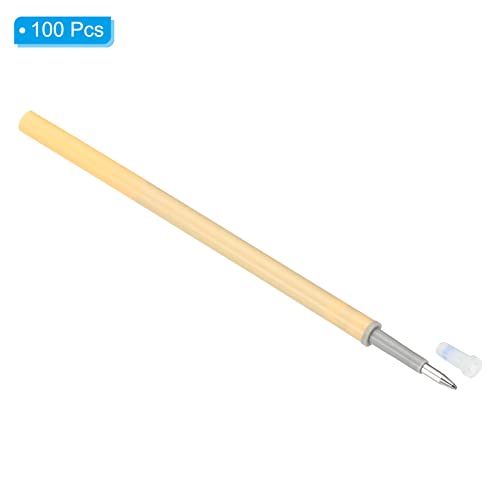 Patikil 0.5Mm Ink Pen Refills Black, 100 Pcs Replaceable Gel Pen Refills Ballpoint Pen Ink Fine Point For Retractable Pens Office Supplies, Yellow Rod #TOP2