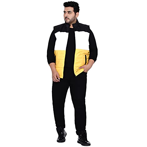 Image of JOHN PRIDE Plus Size Men's Solid Sleeveless Mock Collar Yellow Padded Jacket for Men