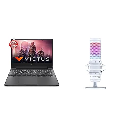 Image of HP Victus Gaming Laptop AMD Ryzen 5 5600H 15.6 inch(39.6 cm) FHD IPS Gaming Laptop & Quadcast S White