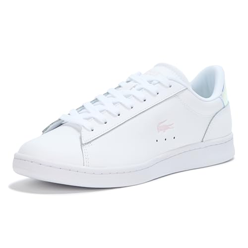 Lacoste Women's Carnaby Set Trainers with Holographic Details, White & Light Pink, 7