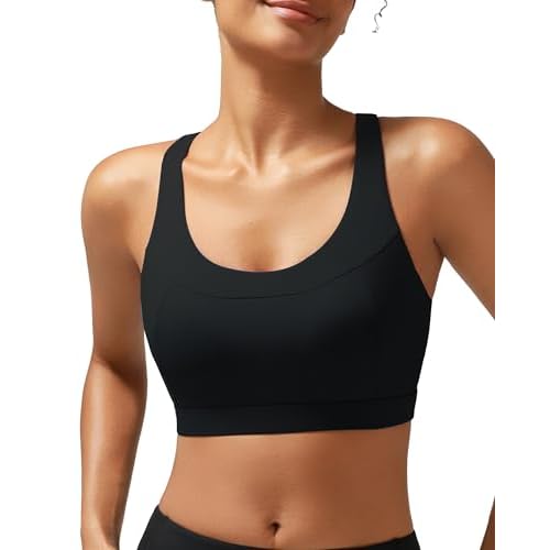 RUNNING GIRL Sports Bras for Women High Support,Racerback Molded Cup Sports Bra Workout Yoga Bra A-black X-Large