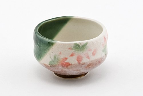 Amazon.com: 正宗日本傳統茶道抹茶碗Chawan 紋理釉花藝設計日本手工