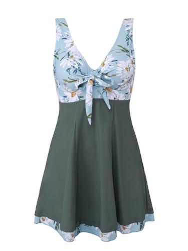 Womens One Piece High Waist Printing Swim Dress Padded Swimwear product thumbnail 15