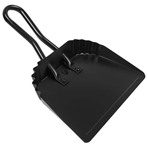 Black Metal Dust Pan - Handheld Angled Dustpan Cover