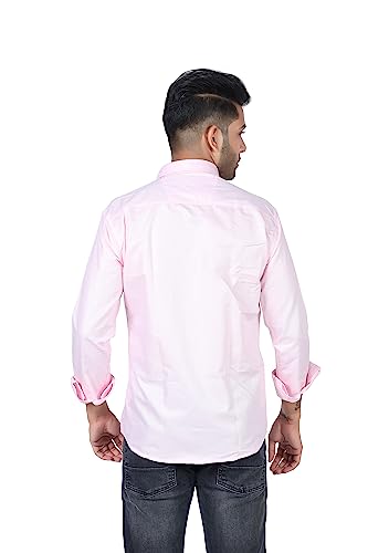 Image of HARPITA Men's Solid Regular Fit Cotton Casual Shirt with Spread Collar & Full Sleeves
